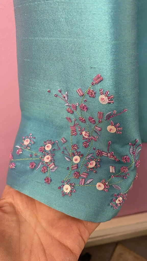 Silk Wool Beaded Cuff Jacket