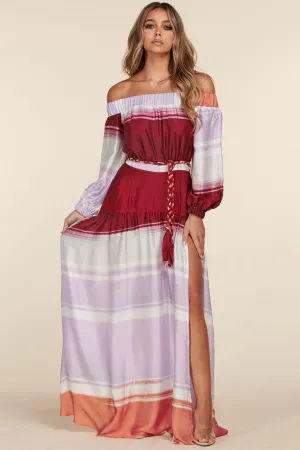 SILKY SMOOTH OFF SHOULDER MAXI DRESS