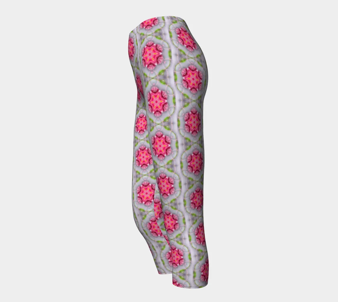 Silver and Pink Star Pattern Capri Leggings
