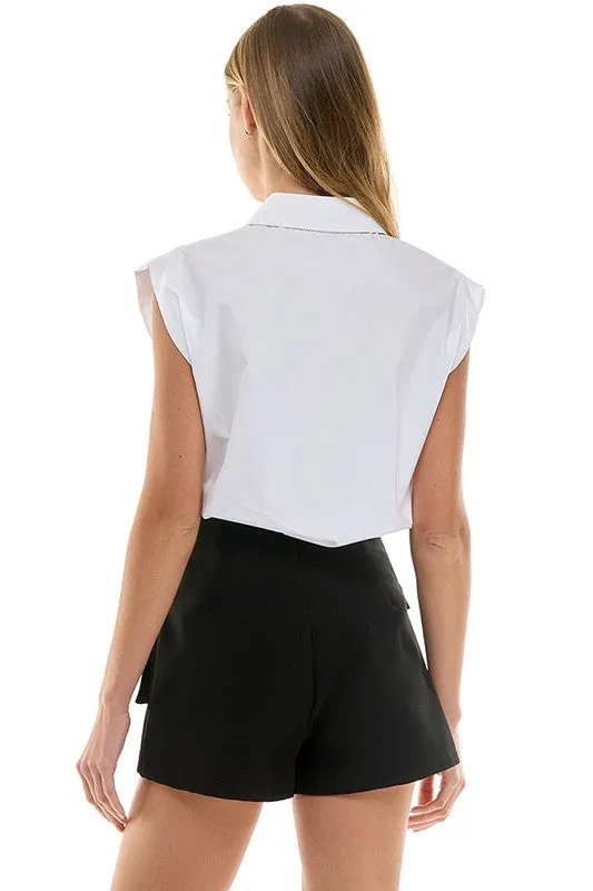 Silver Dome Stud Short Sleeve Shirt