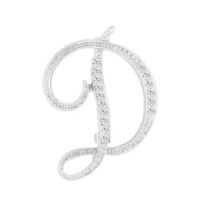 [Silver Initial Letter D] Plated Metal Lapel Pin