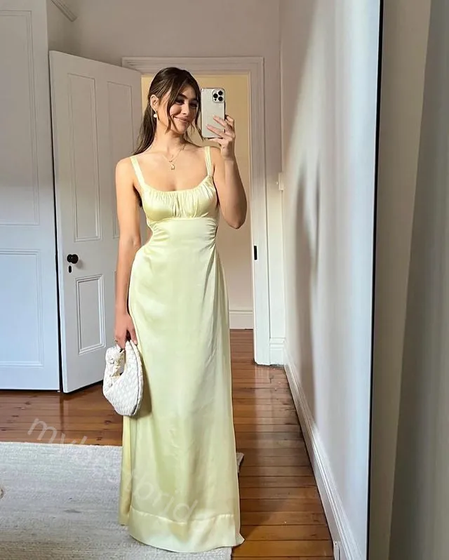 Simple Scoop Sleeveless Sheath Floor Length Prom Dress,PDS11624