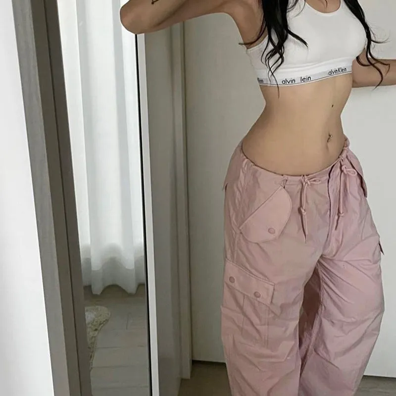 Size Friendly Pink Parachute Cargo Pants