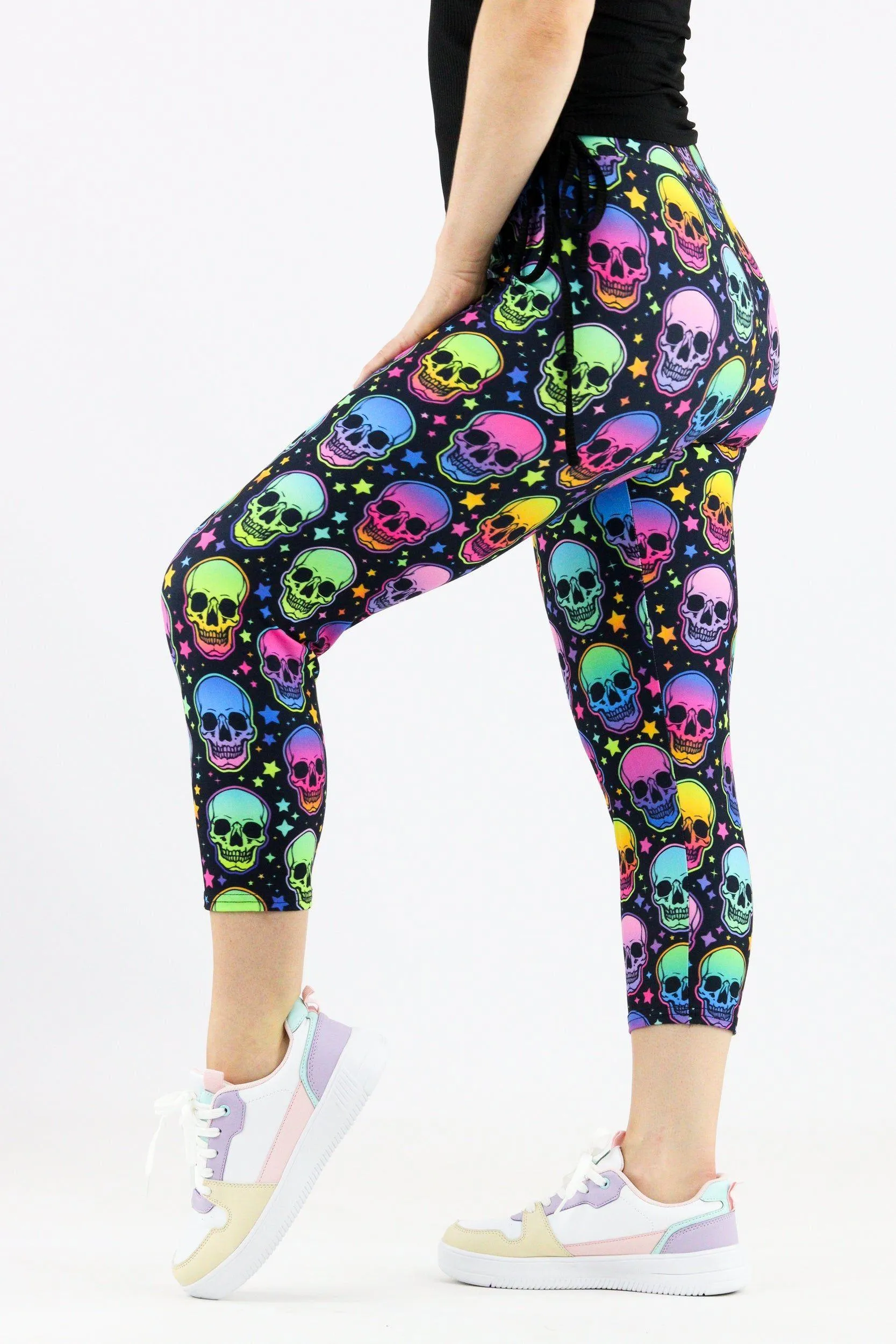 Skull Super Star - Casual Capri Leggings
