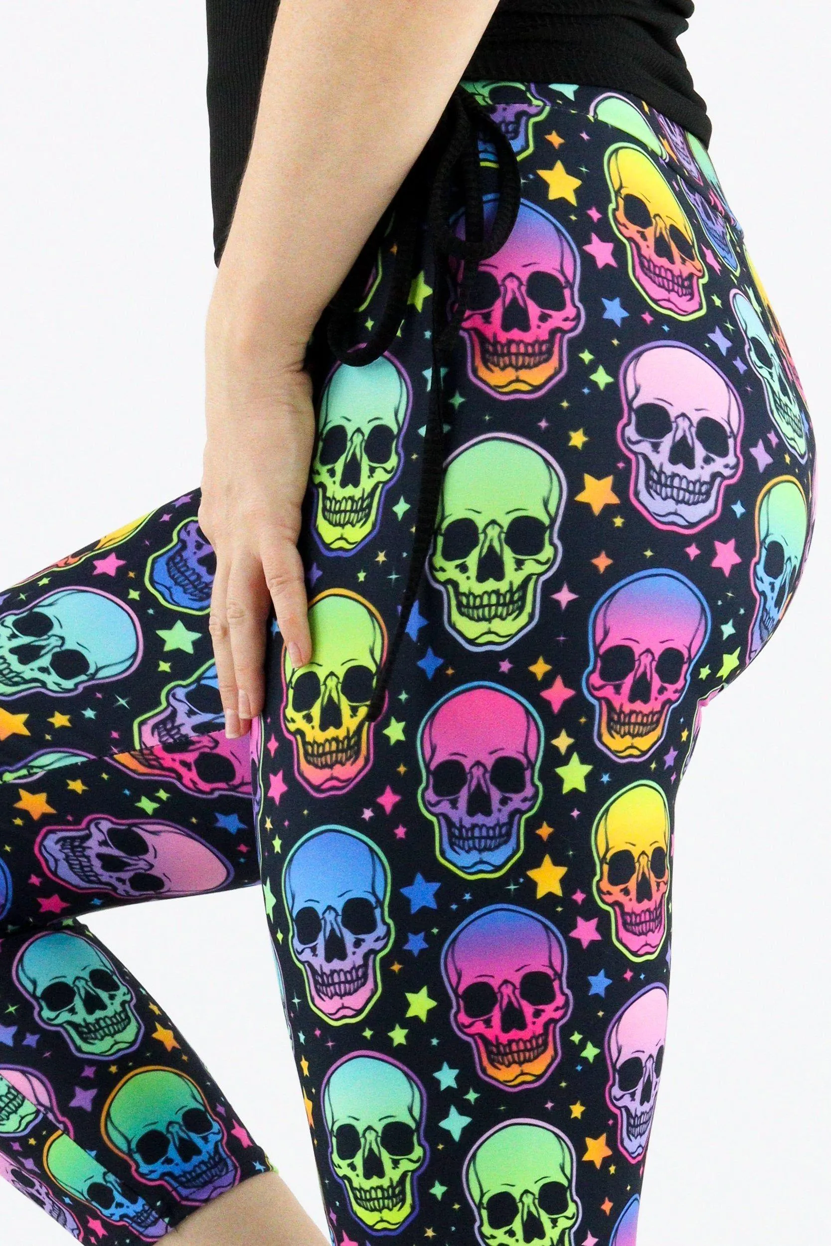 Skull Super Star - Casual Capri Leggings