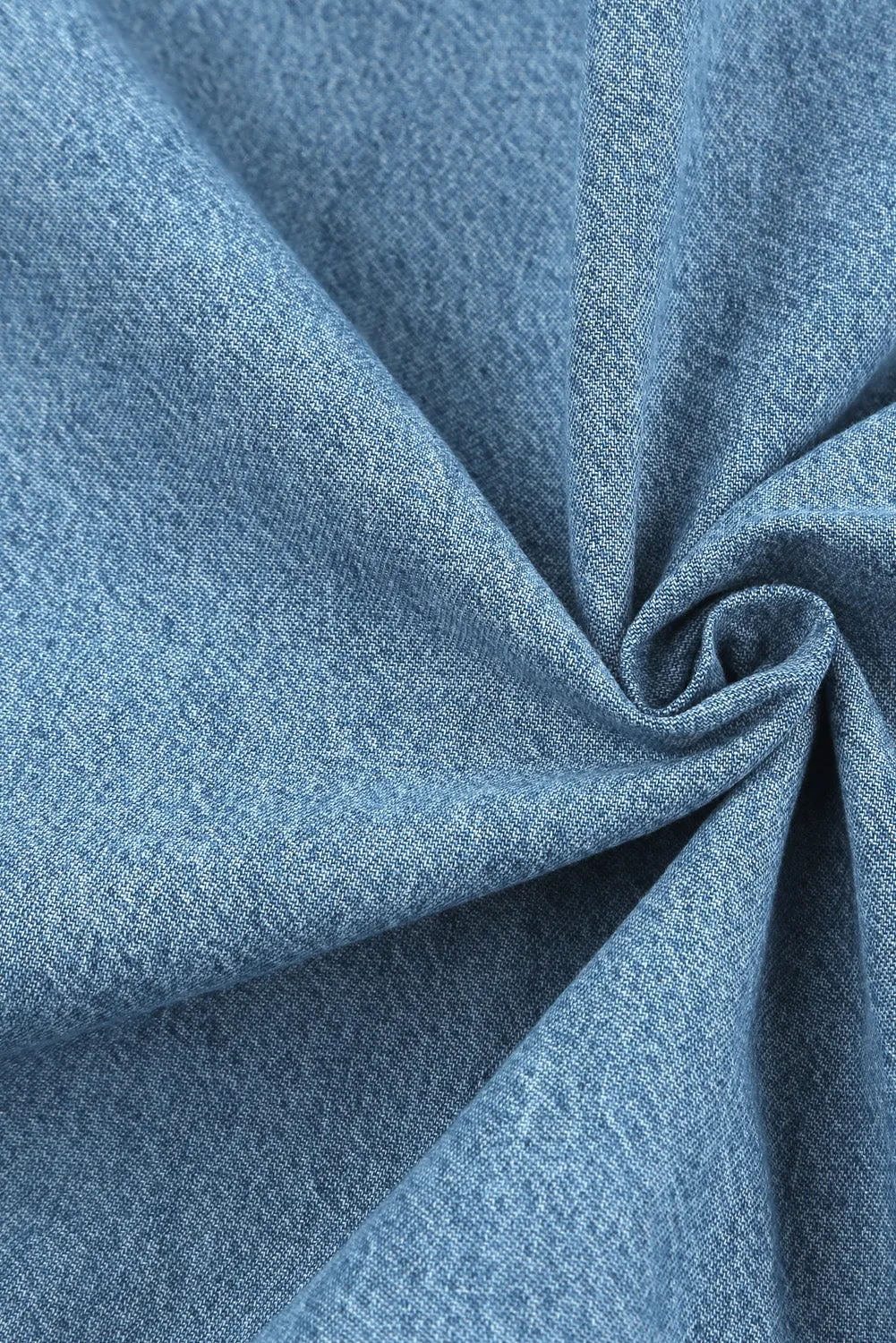 Sky Blue Split Neck Tiered Denim Dress