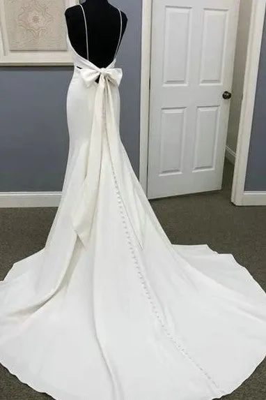Sleek Sheath Wedding Gown with Long Train