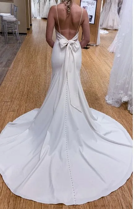 Sleek Sheath Wedding Gown with Long Train