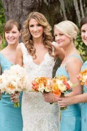 Sleeveless Deep V Neck Backless Mermaid Lace Summer Wedding Bridal Gown-715341