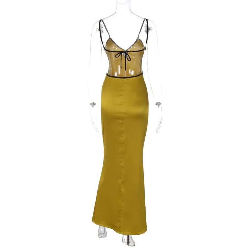 Sleeveless Slips Backless Patchwork Lace Up
