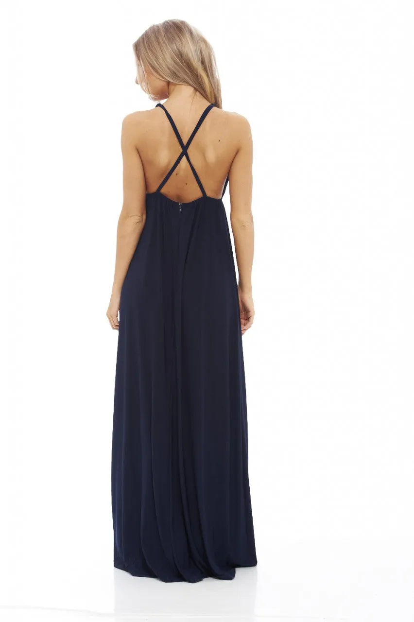 Slinky Plunge Maxi Dress