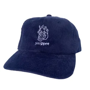 Slugger Flaming Skull 6 Panel Cord Strapback Cap - Navy