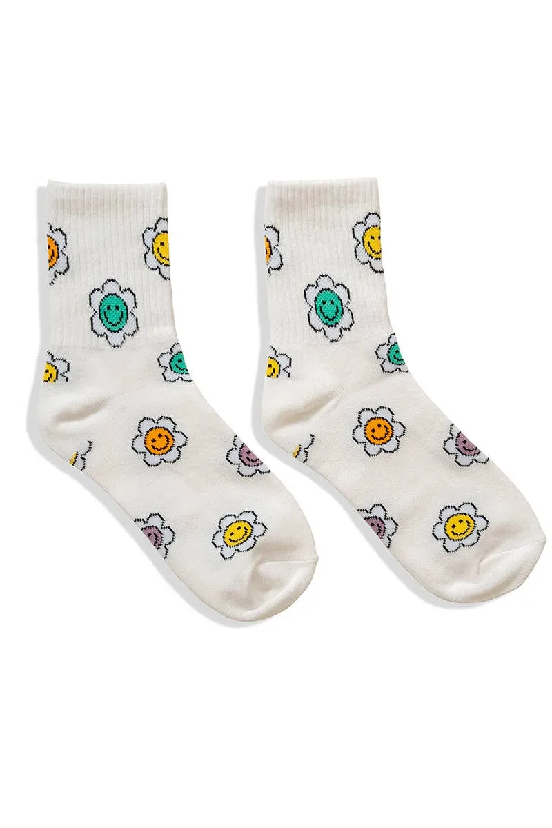 Smile Flowers Art Work Socks