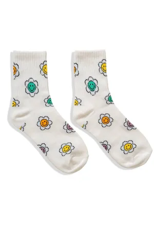 Smile Flowers Art Work Socks