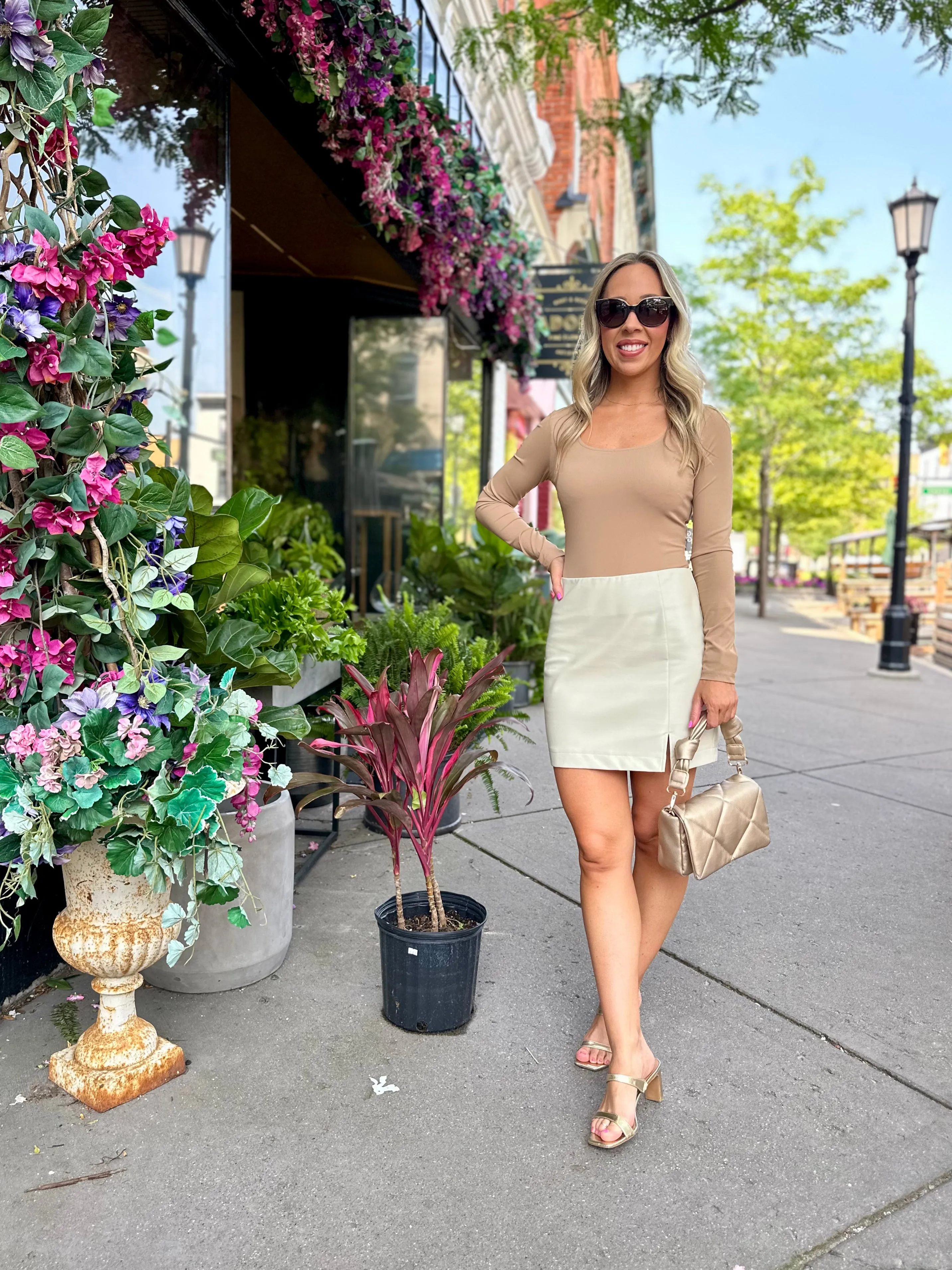 Soft As Silk Long Sleeve Bodysuit - Tan