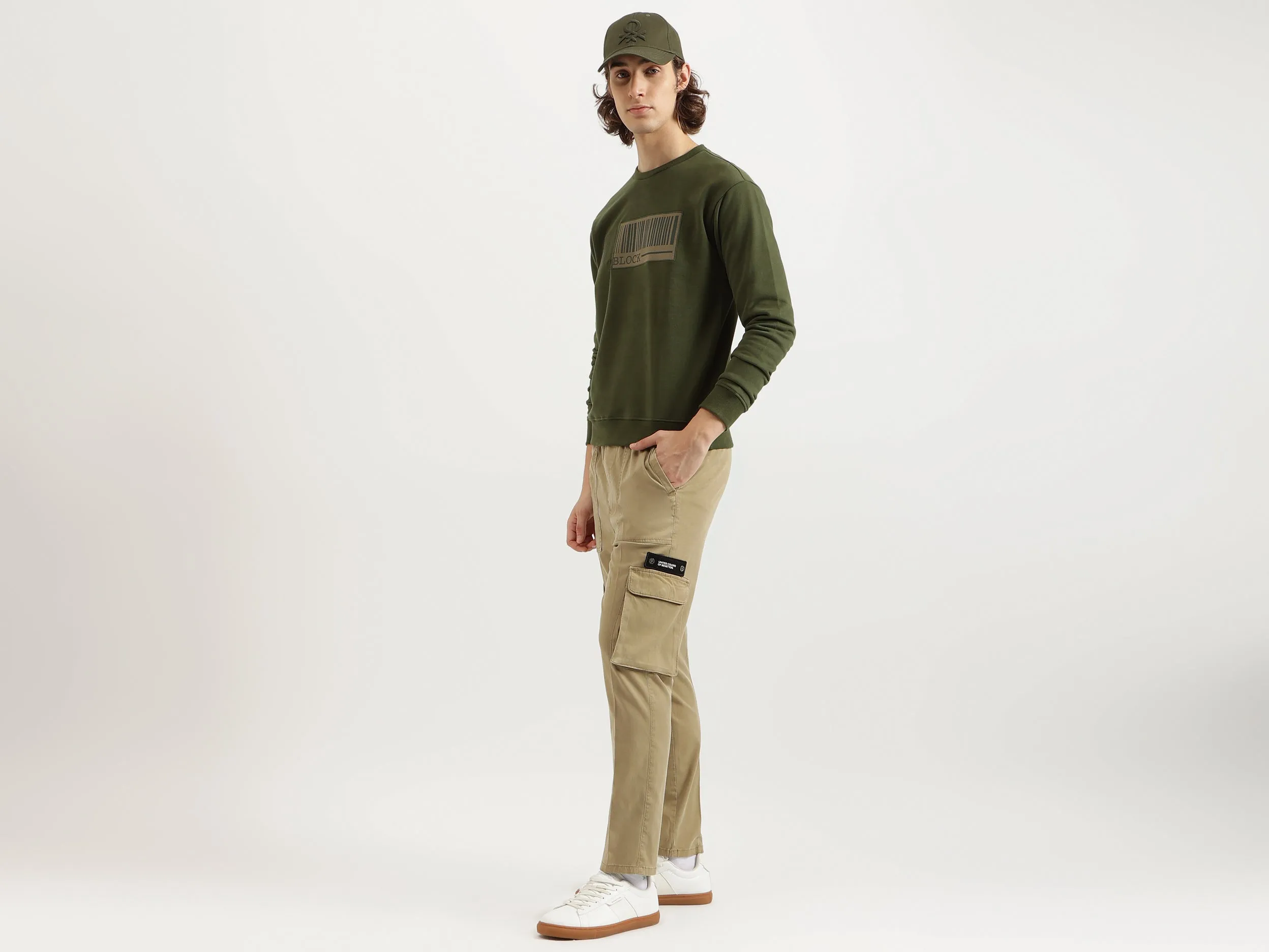 Solid Cargo Fit Cargo Pants