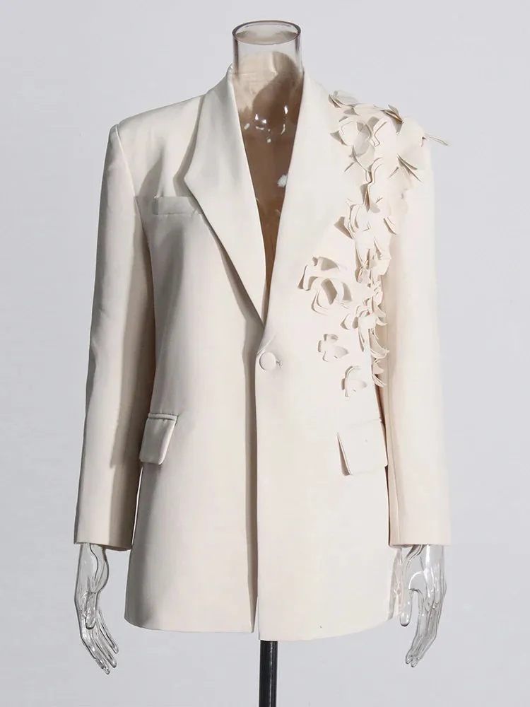 Solid Patchwork Appliques Elegant Blazer