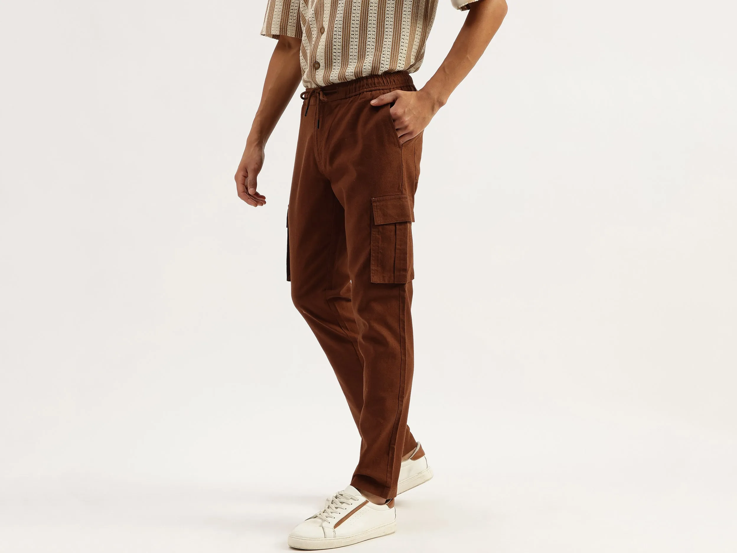 Solid Relaxed Fit Coordinate Cargo Pants