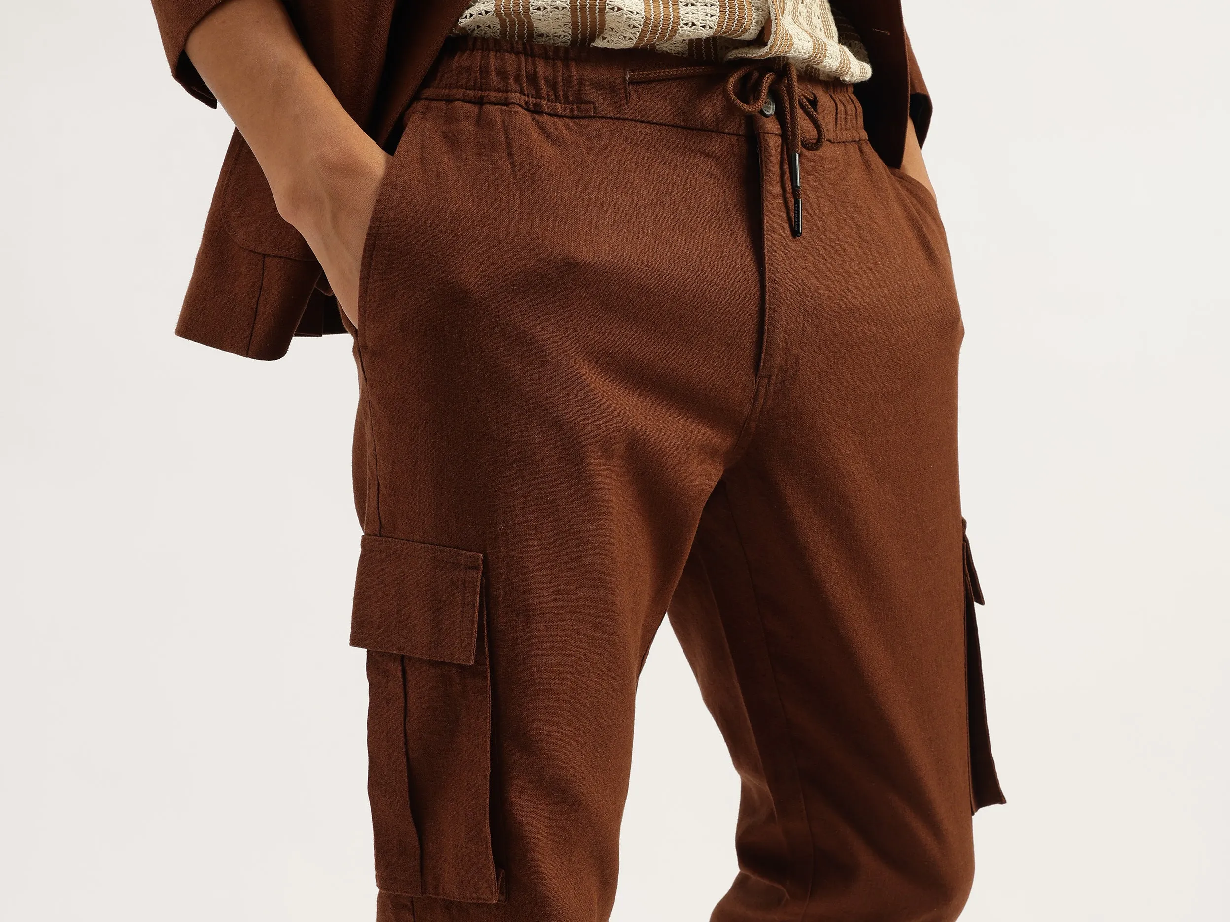 Solid Relaxed Fit Coordinate Cargo Pants