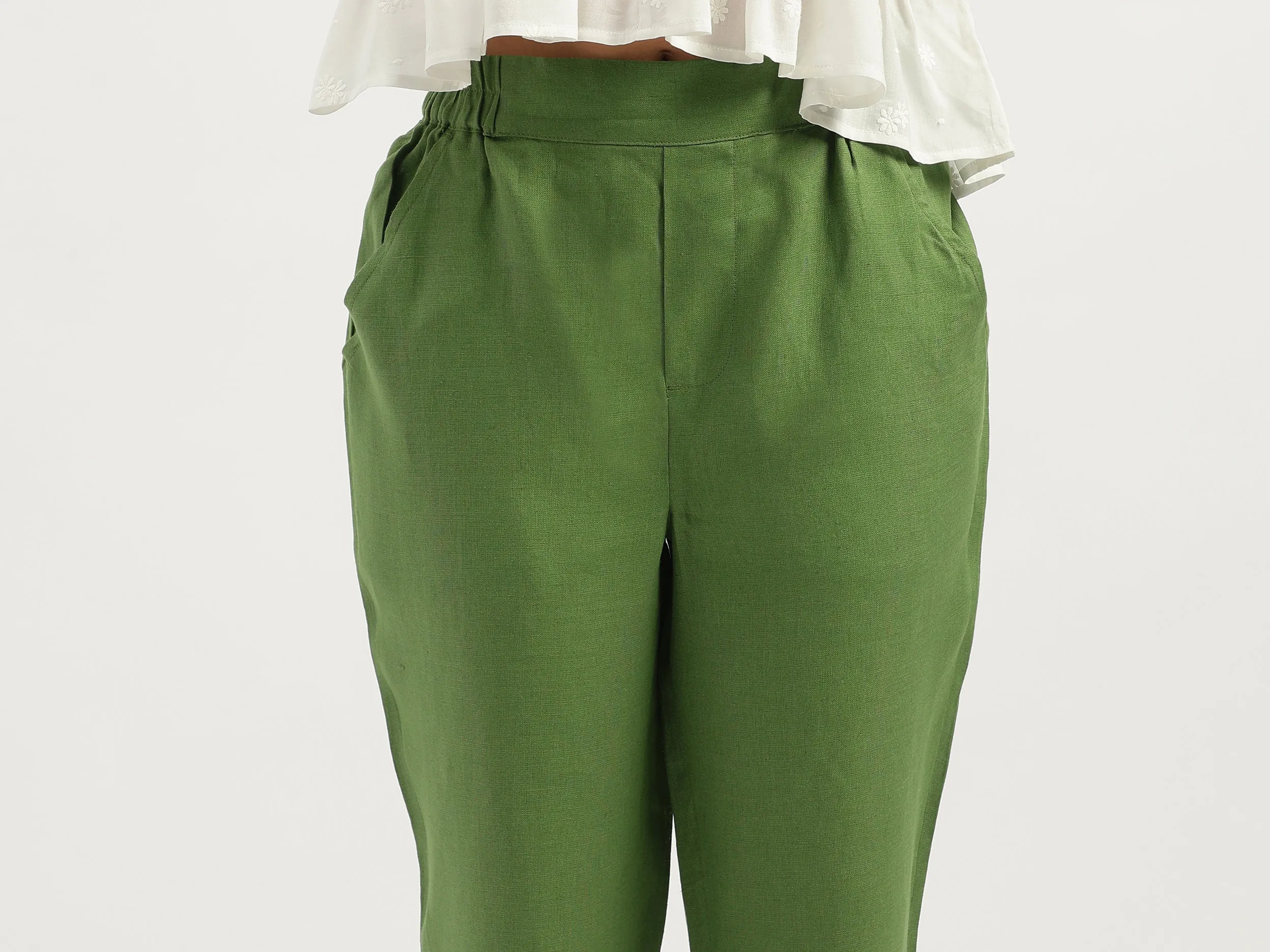 Solid Straight Fit Trousers