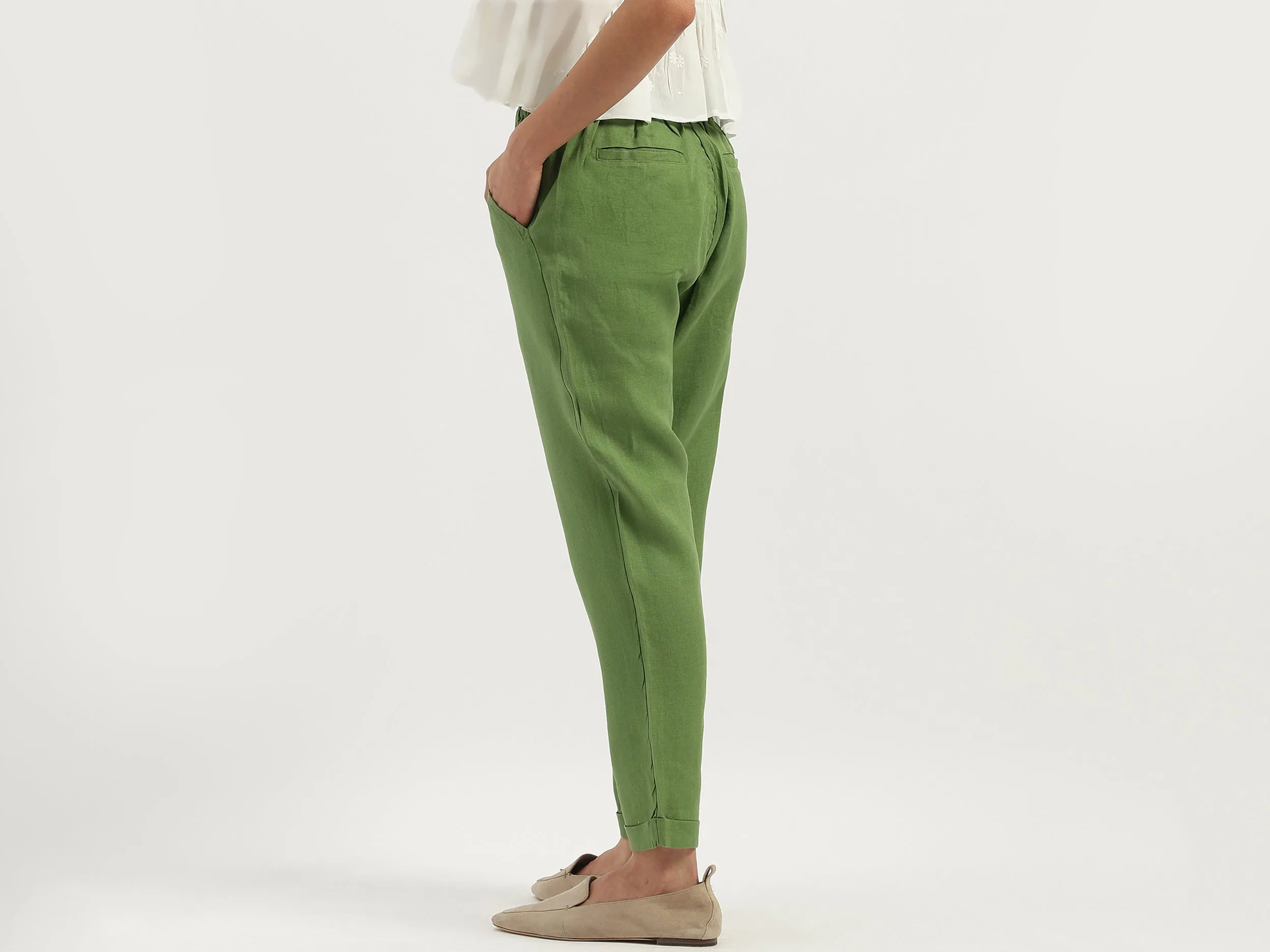Solid Straight Fit Trousers