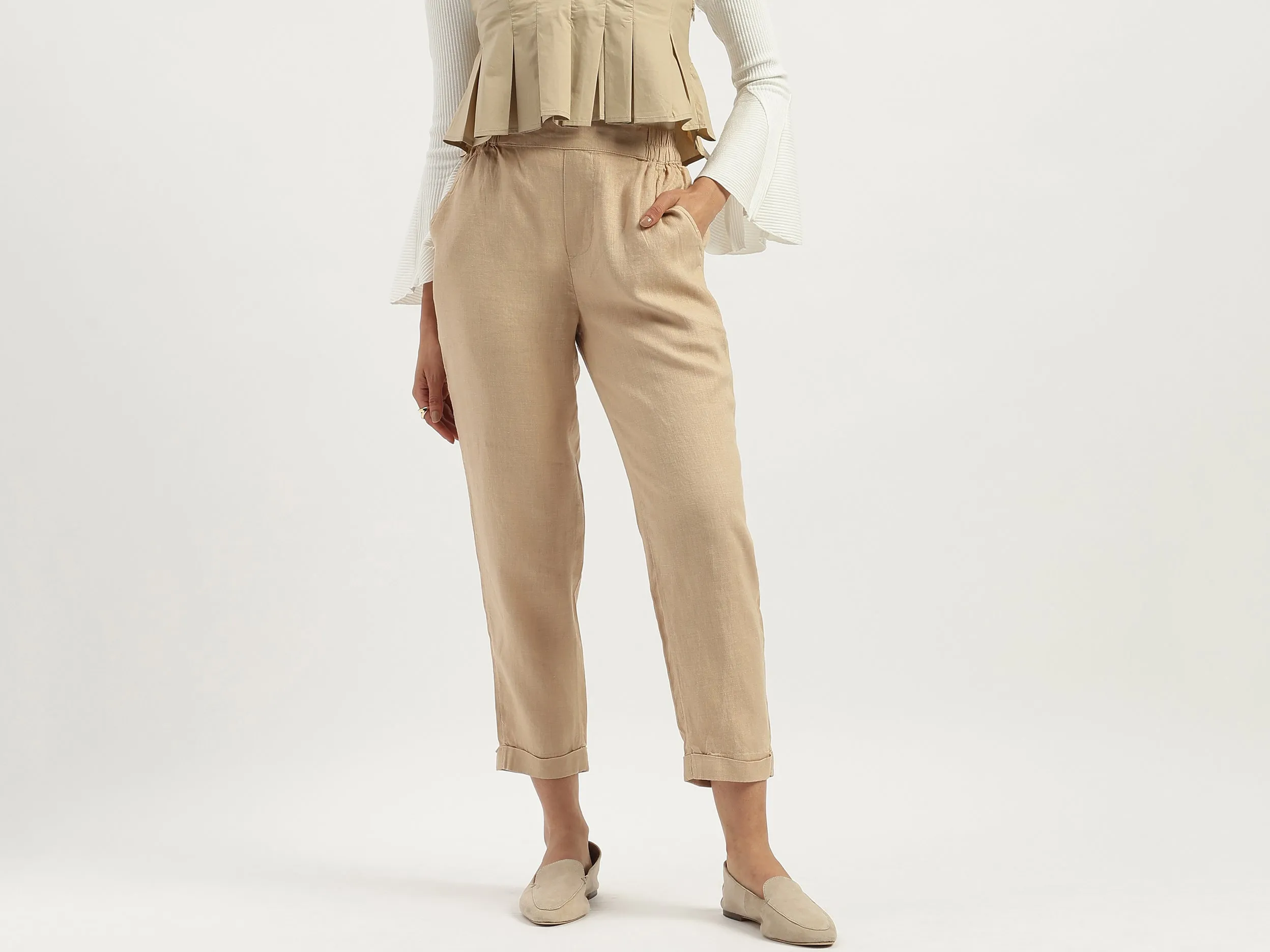 Solid Straight Fit Trousers