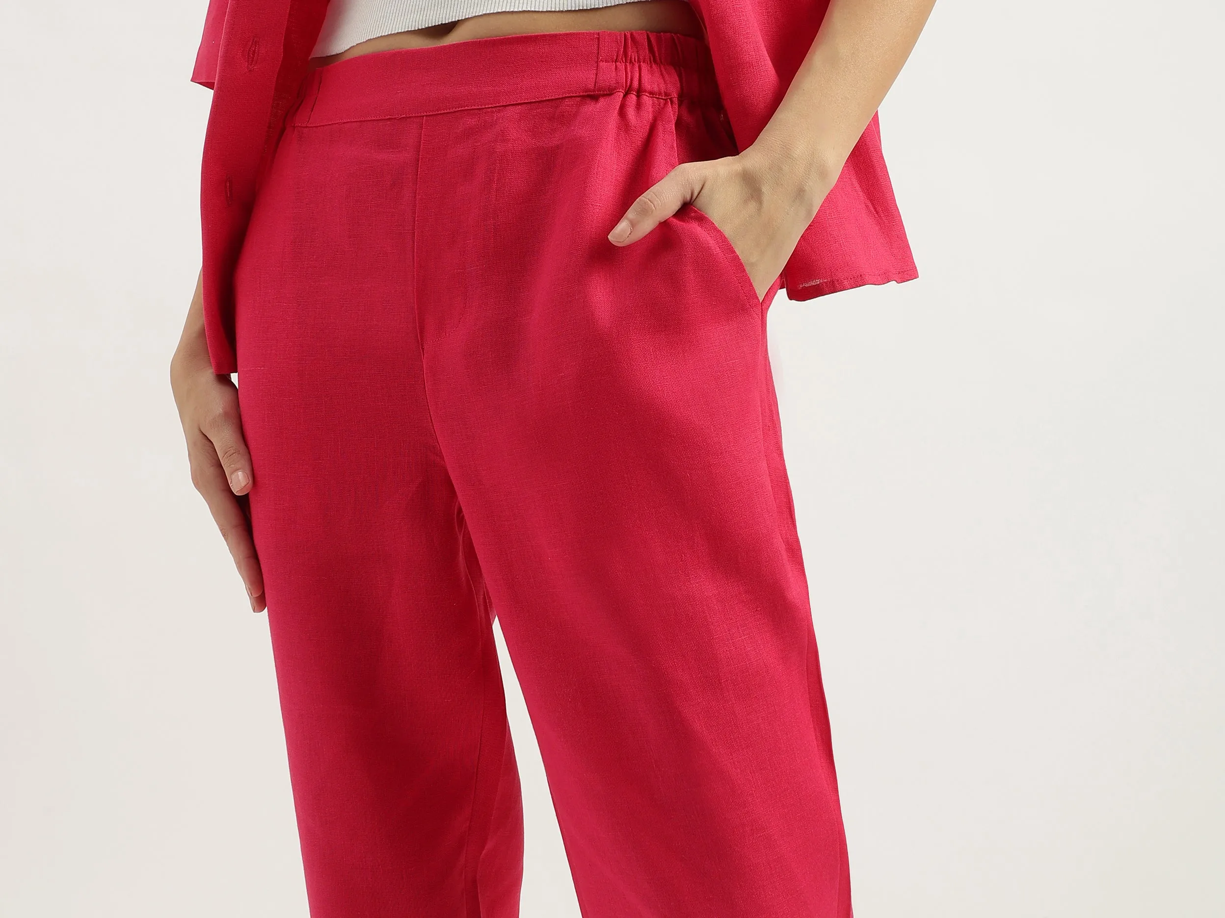 Solid Straight Fit Trousers