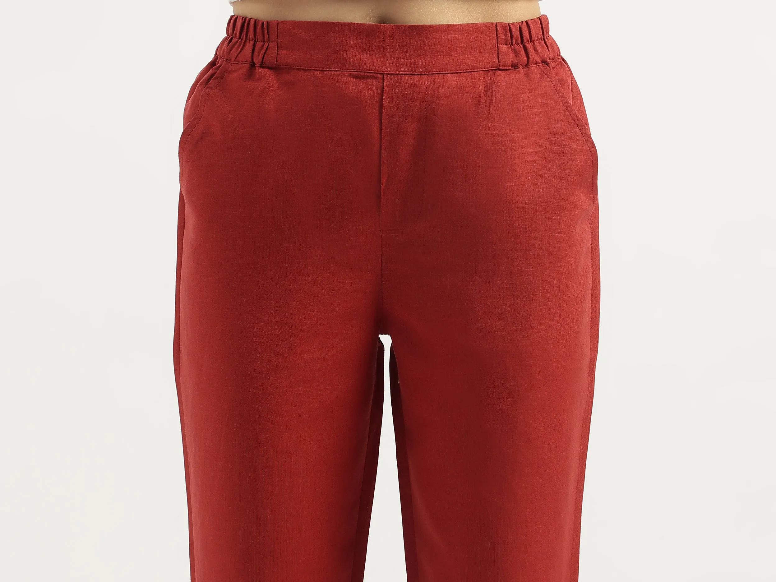 Solid Straight Fit Trousers