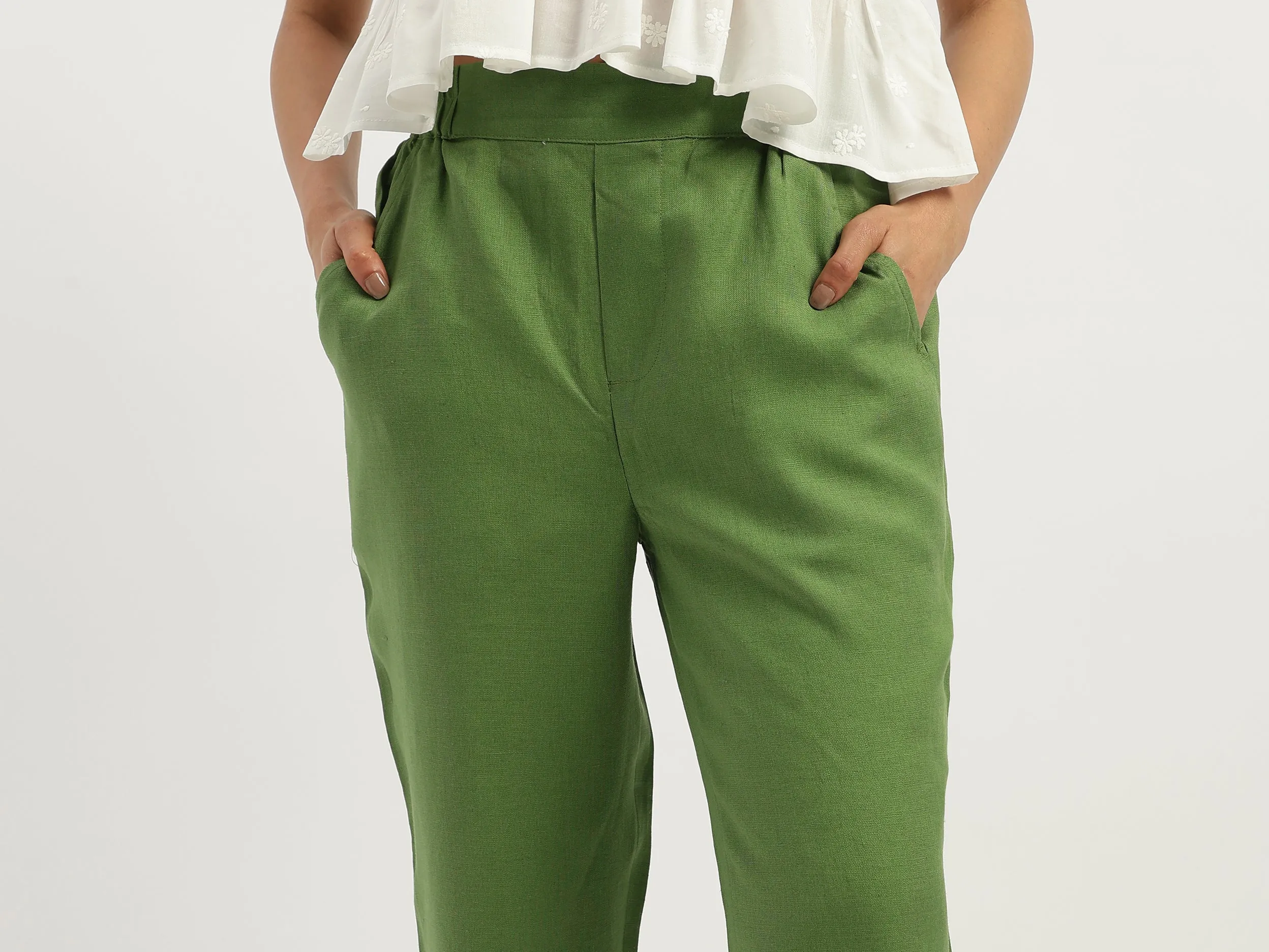 Solid Straight Fit Trousers