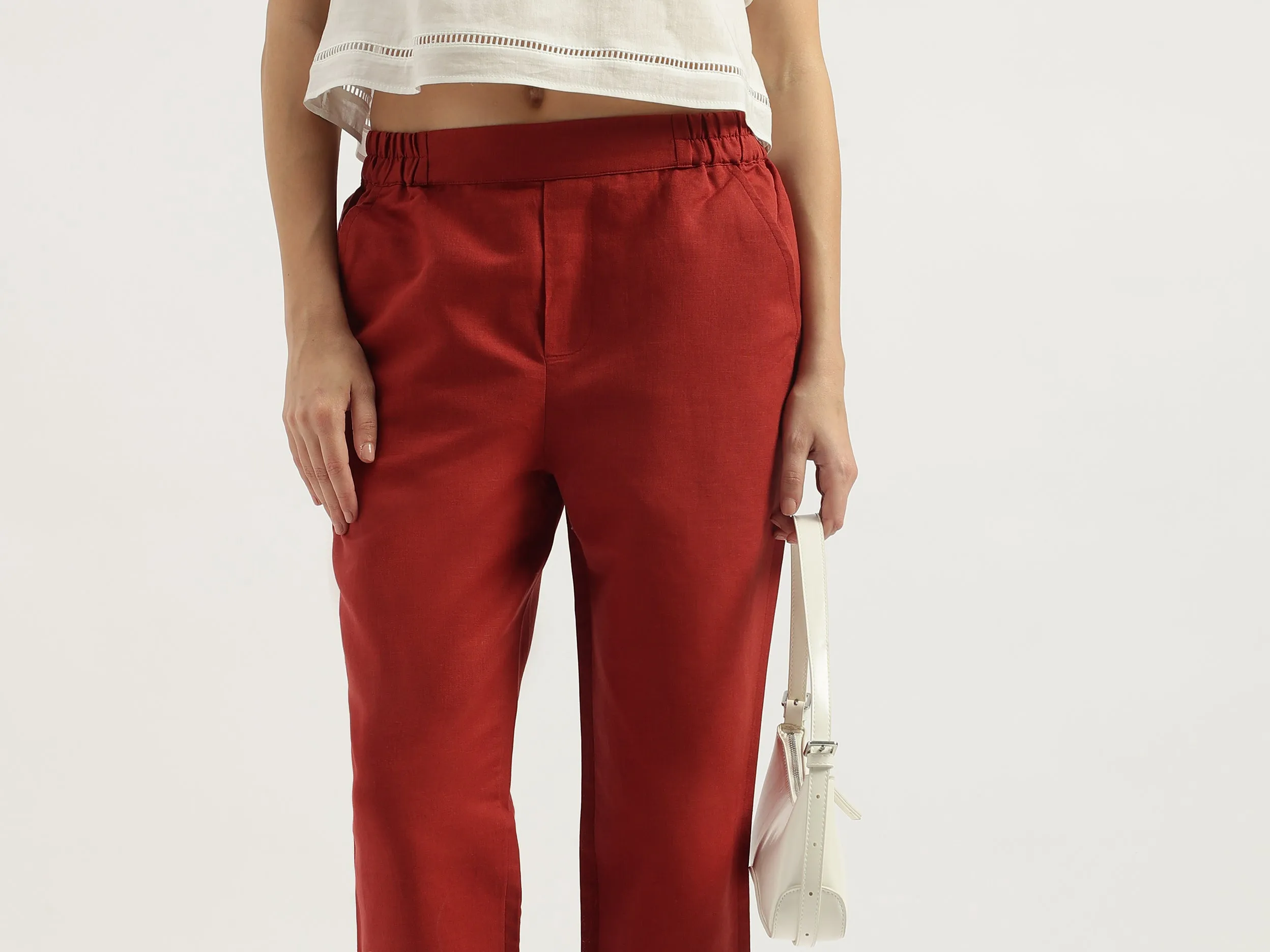 Solid Straight Fit Trousers