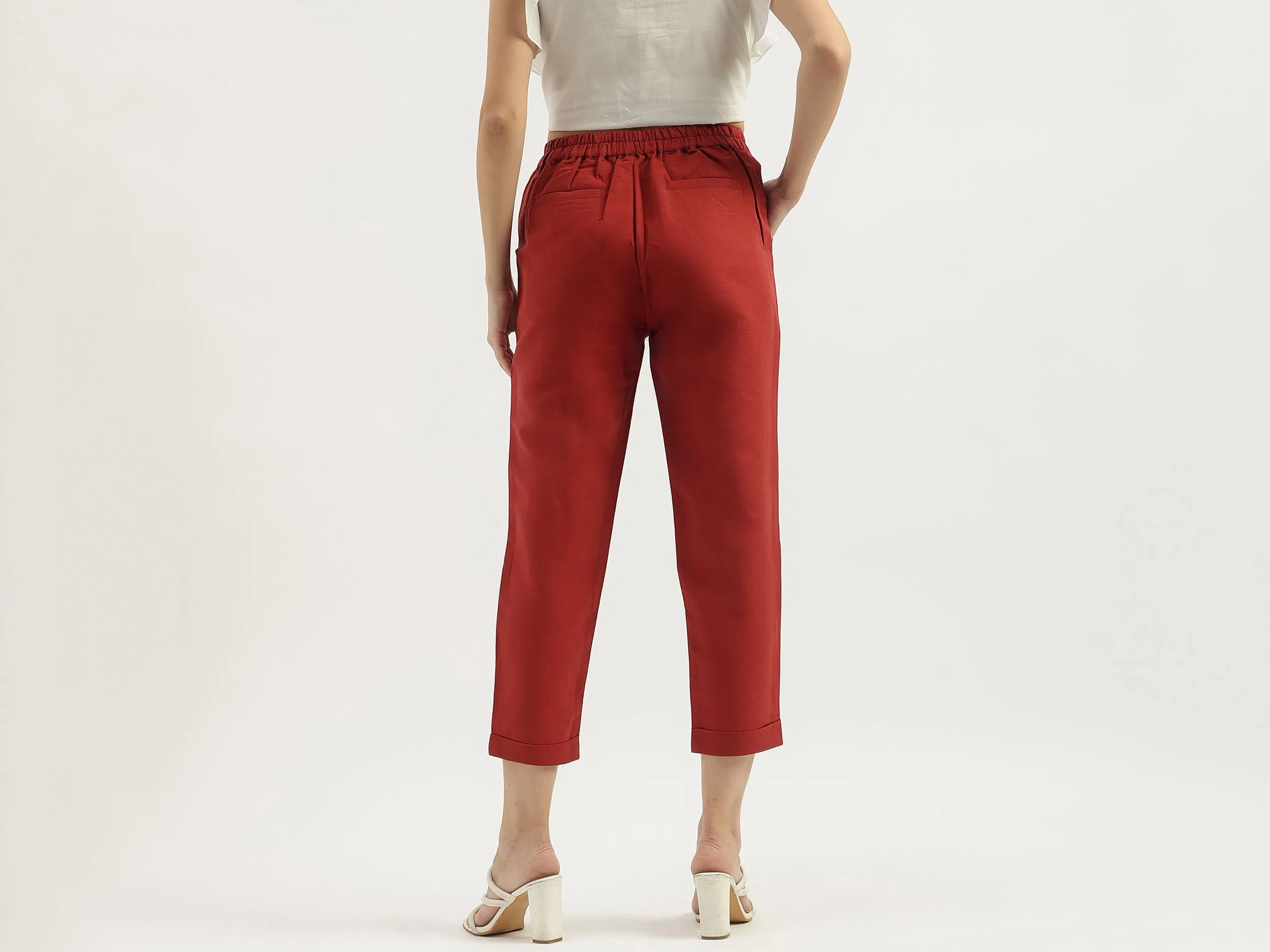 Solid Straight Fit Trousers
