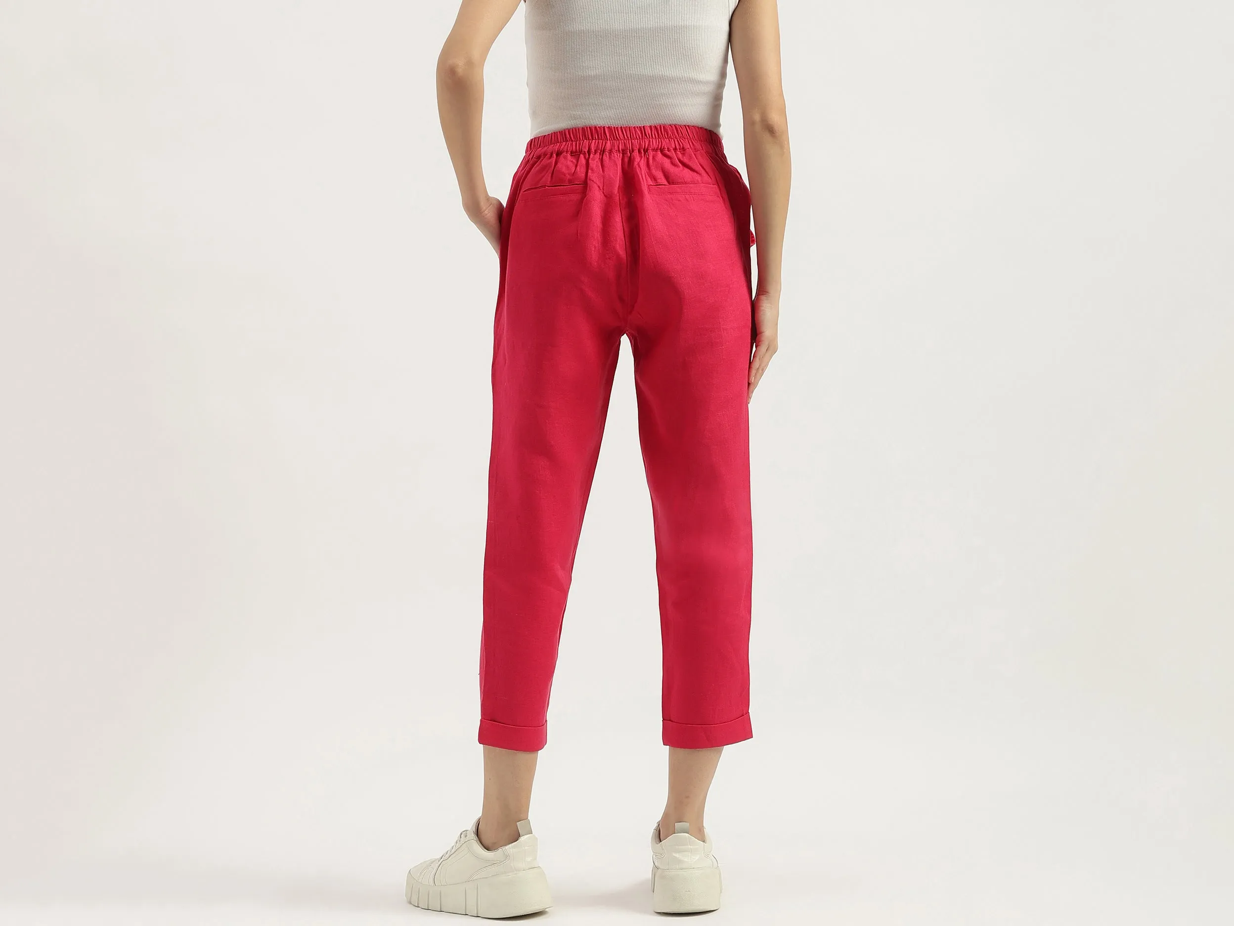 Solid Straight Fit Trousers