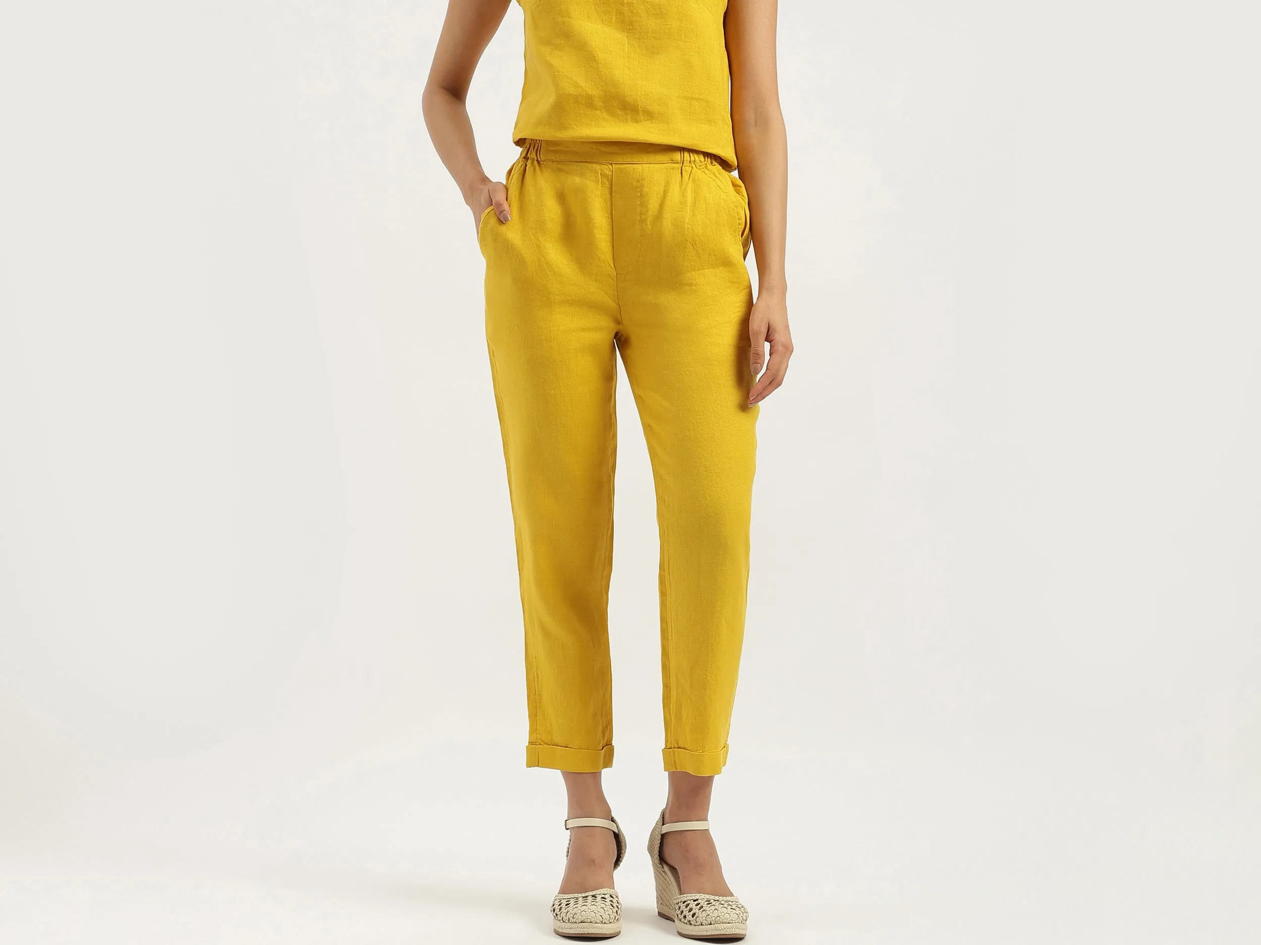 Solid Straight Fit Trousers