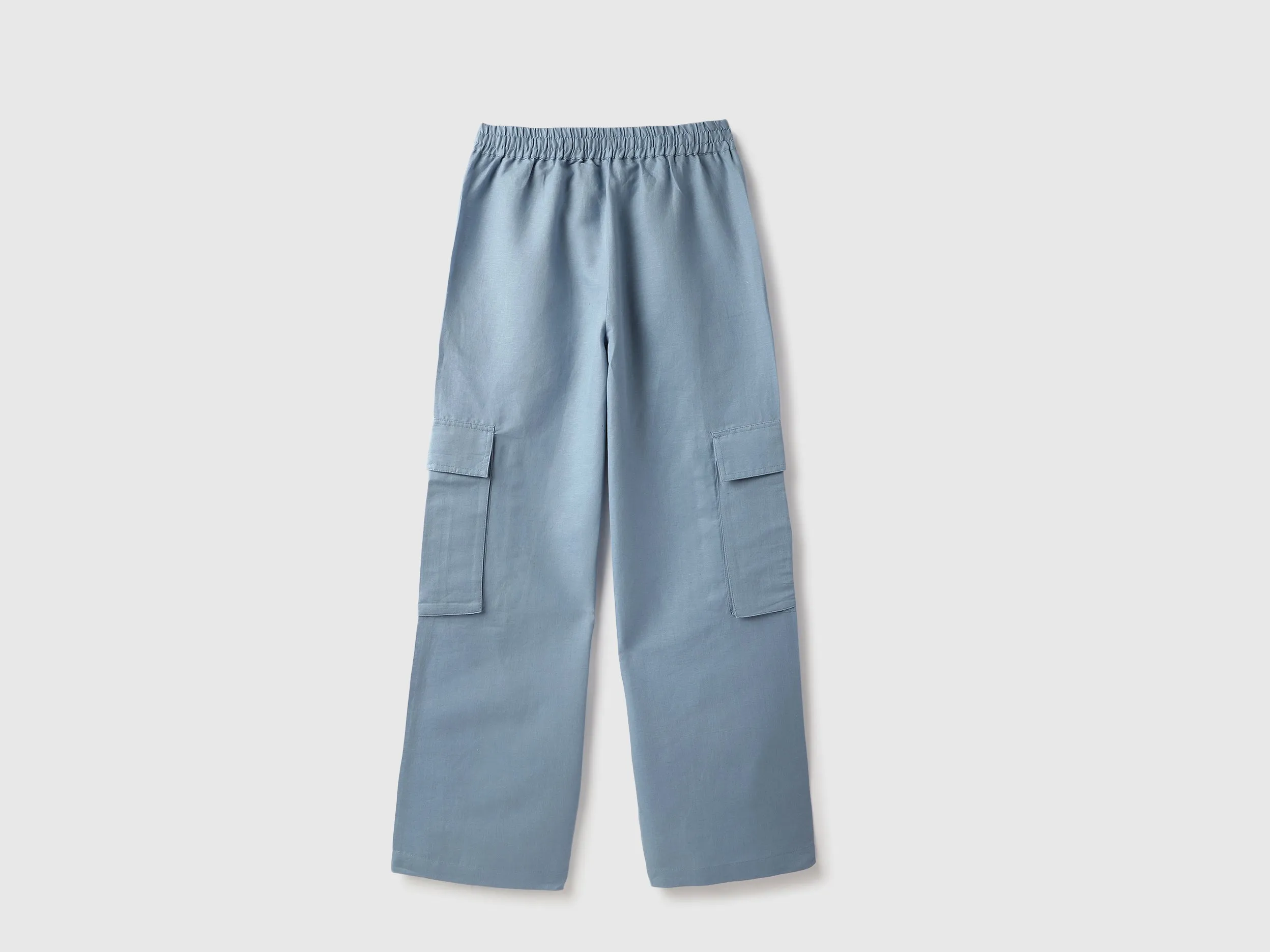 Solid Wide Leg Fit Cargo Pants