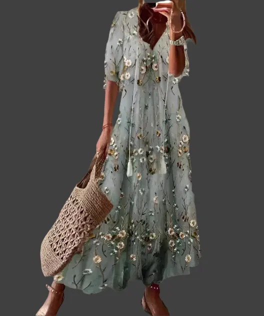 Sophia – Modern Women's V-Neck Maxi Dress
