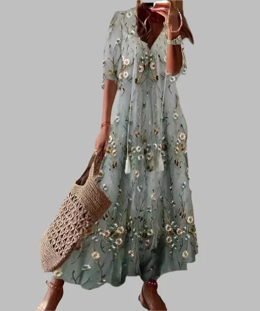 Sophia – Modern Women's V-Neck Maxi Dress