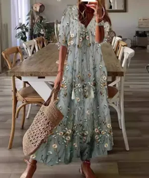 Sophia – Modern Women's V-Neck Maxi Dress