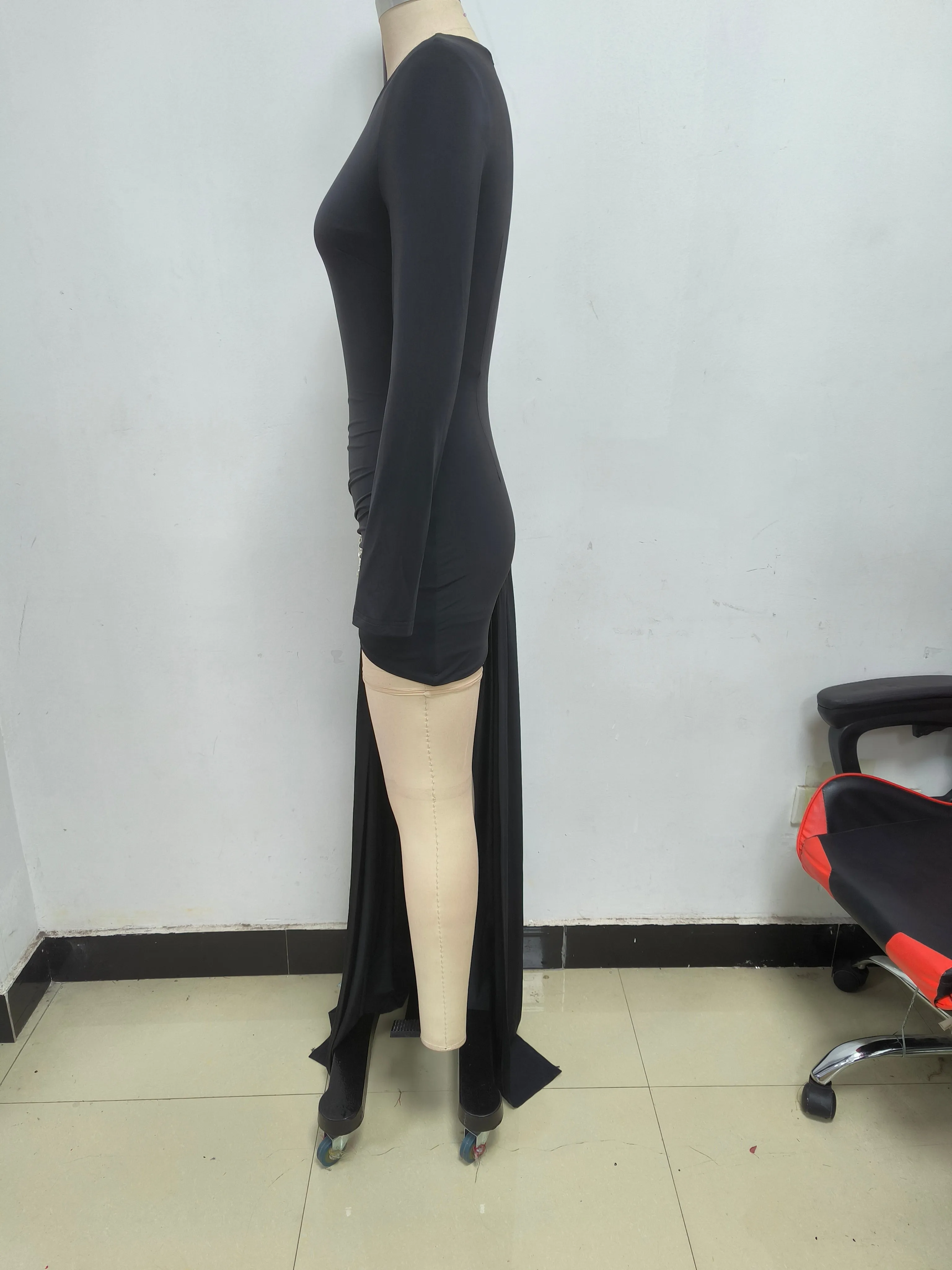 Sparkly Crew Neck Crystal Draped Bandage Bodycon Party Micro Mini Dress