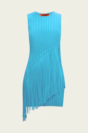 Spiral Mini Knit Dress in Panama Blue