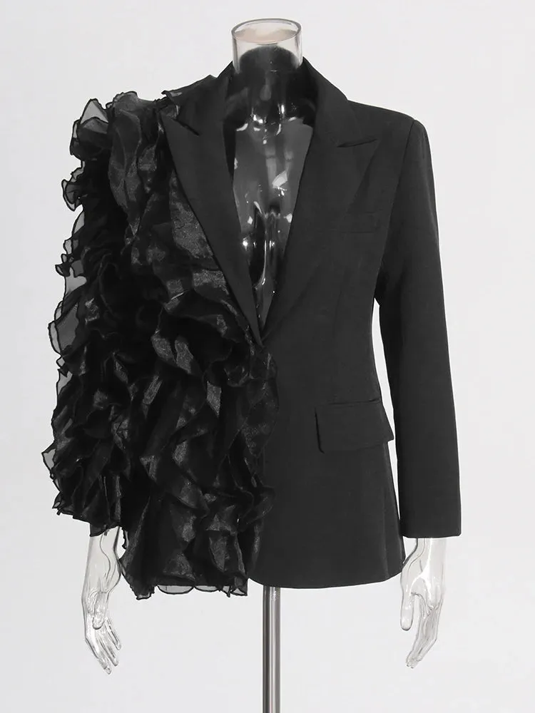 Spliced Ruffles Elegant Blazer