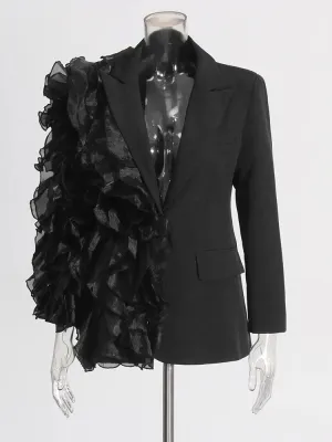 Spliced Ruffles Elegant Blazer