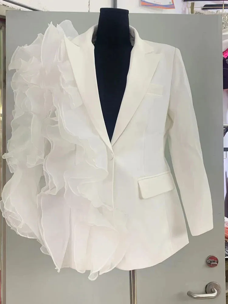 Spliced Ruffles Elegant Blazer