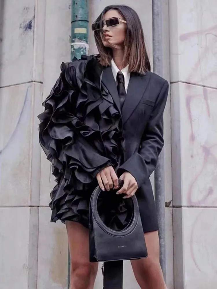 Spliced Ruffles Elegant Blazer