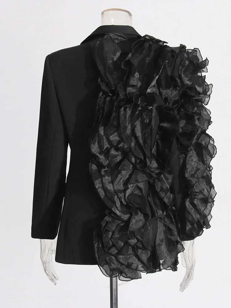 Spliced Ruffles Elegant Blazer