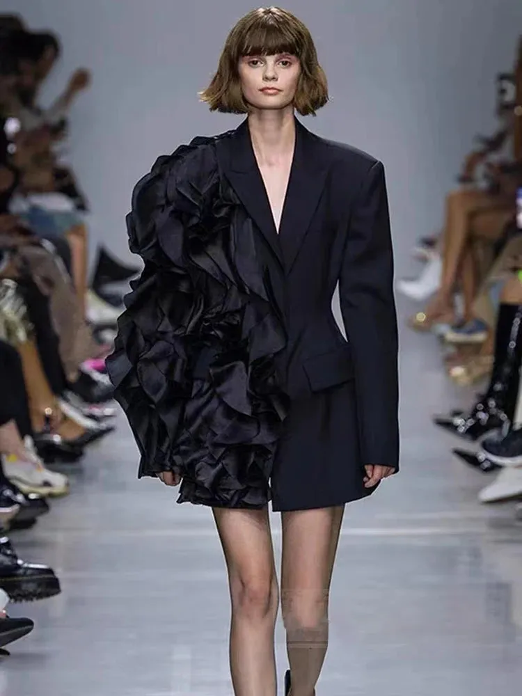 Spliced Ruffles Elegant Blazer