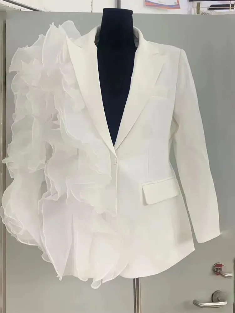 Spliced Ruffles Elegant Blazer