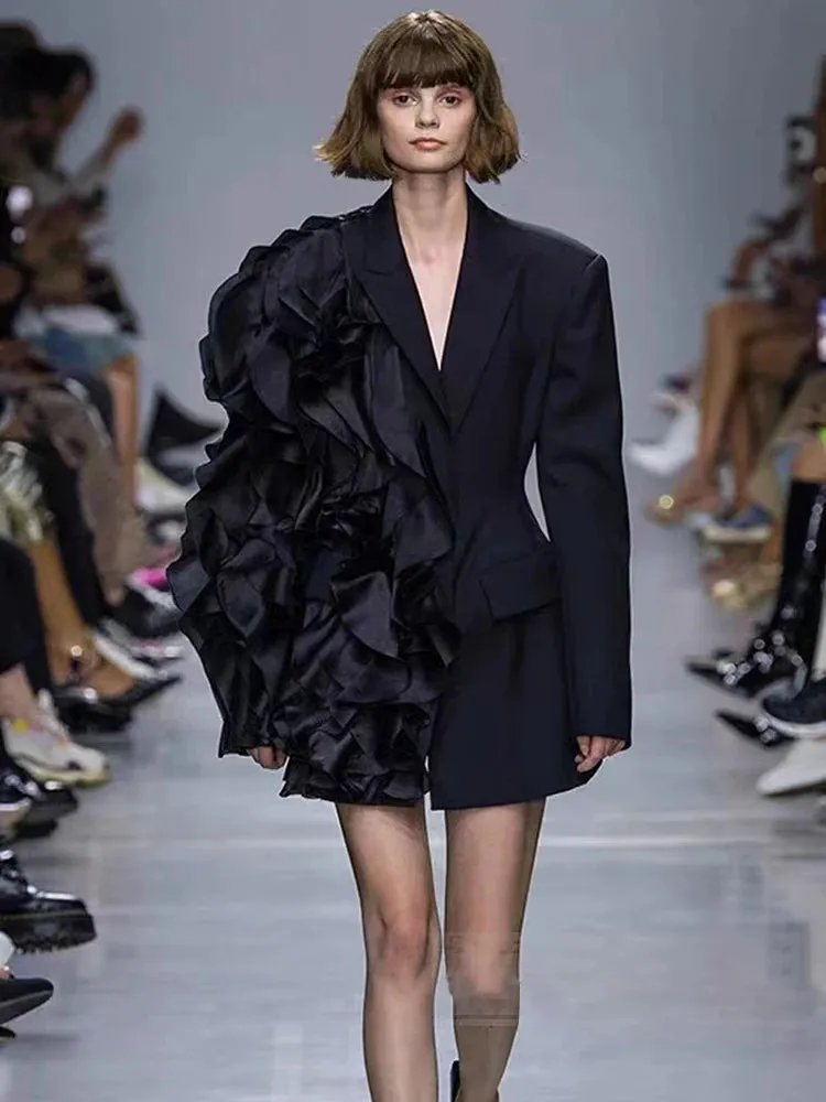 Spliced Ruffles Elegant Blazer
