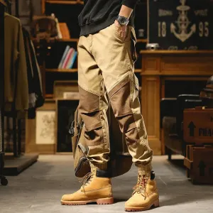 Spring Men’s Vintage Color Blocking Cargo Pants