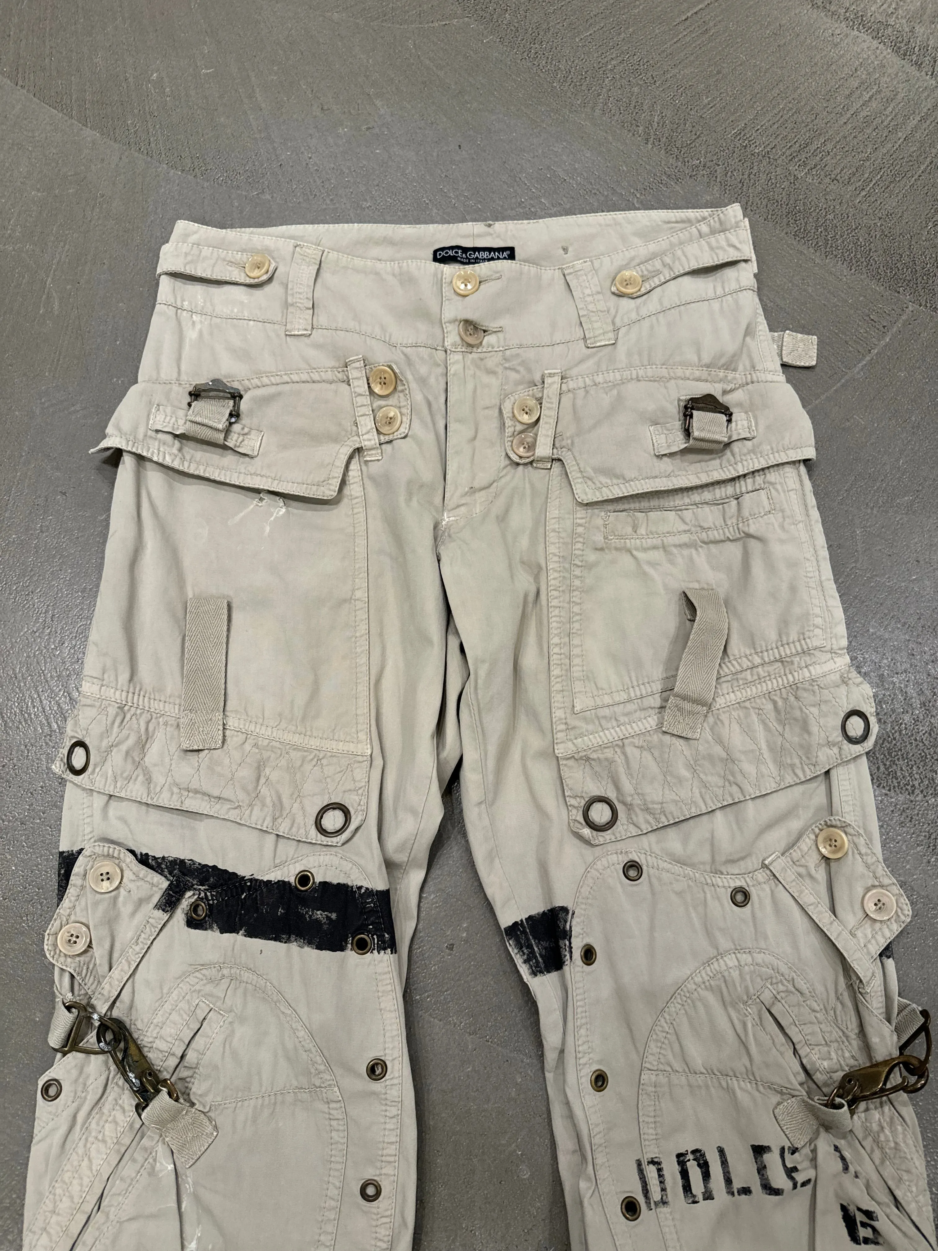 S/S2004 Dolce & Gabbana runway printed bondage cargo pants