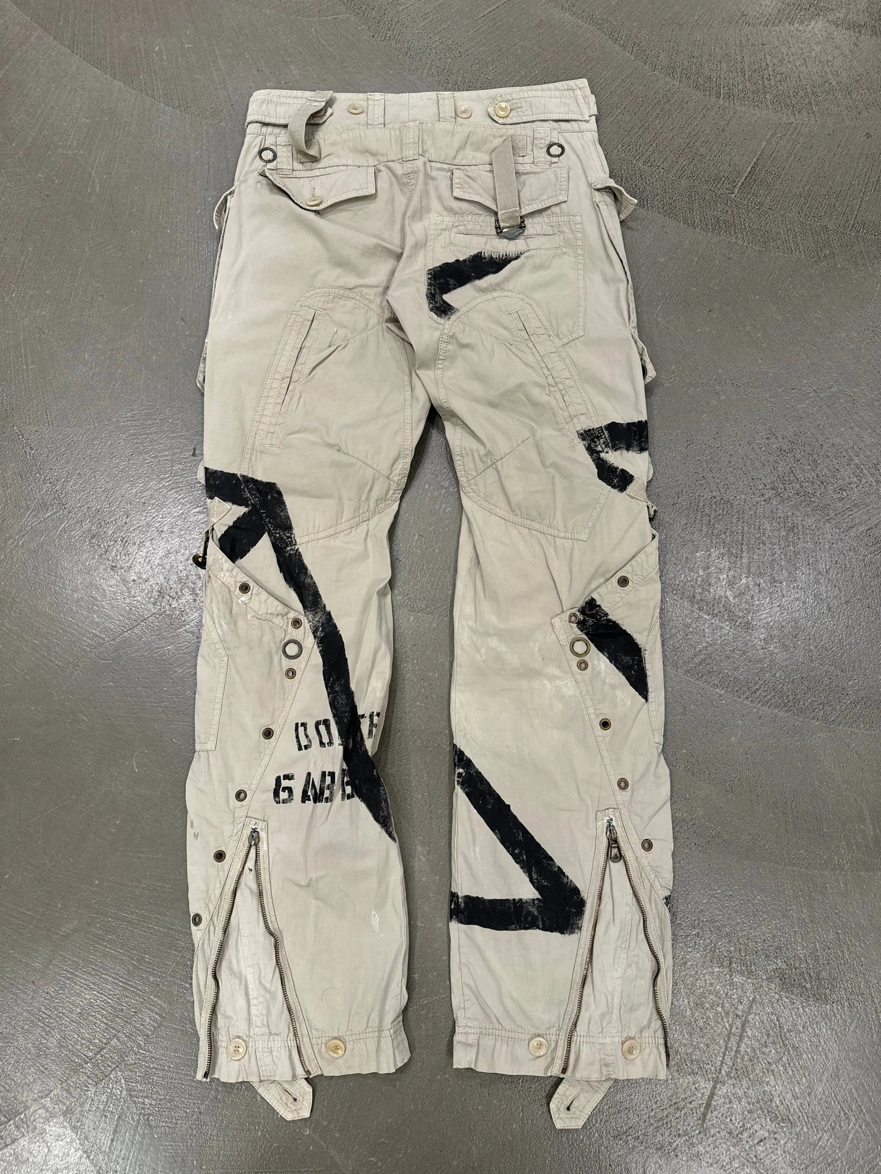 S/S2004 Dolce & Gabbana runway printed bondage cargo pants